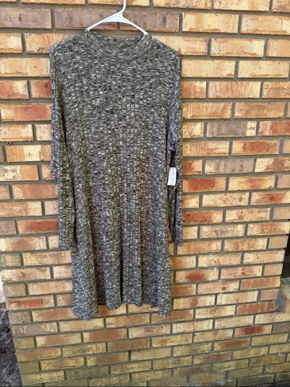 Marled Knit Long Sleeve Swing Dress - Gray